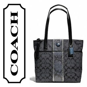 COACH SIGNATURE STRIPE PYTHON STRIPE TOTE